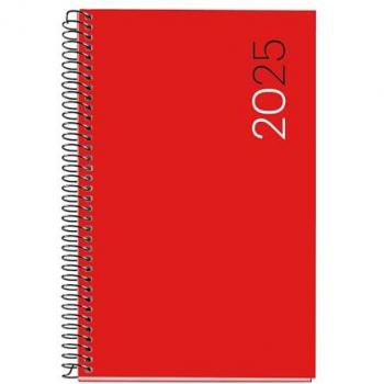 Agenda Anual 2025 Miquelrius Día Página 117x182 mm Cubierta Flexible Polipropileno Color Rojo Espiral Papel 80 g/m² Español, Inglés y Portugués