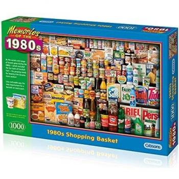 Gibsons Games-El Carro de la Compra Años 80 Puzle, Multicolor
