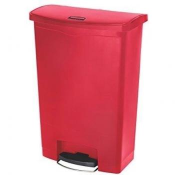 Rubbermaid Commercial Products Slim Jim 1883570 - Contenedor con pedal frontal, capacidad de 90 l, rojo
