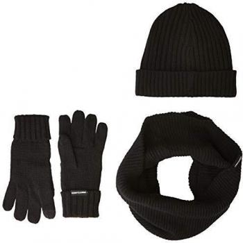 Urban Classics Winter Set de Bufanda, Gorro y Guantes, Negro