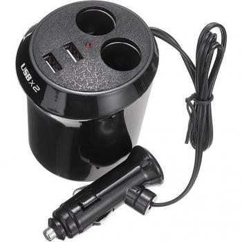 Adaptador de enchufe de mechero para coche con puertos USB duales y cargador rápido