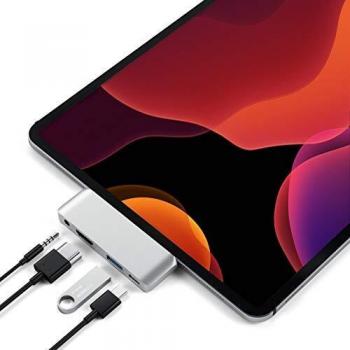 Satechi Aluminum Type-C Mobile Pro Hub Adapter with USB-C PD Charging, 4K HDMI, USB 3.0 & 3.5mm Headphone Jack - Compatible with 2020/2018 iPad Pro, Microsoft Surface Go and more