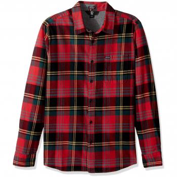 Volcom Caden L/S Camisa, Hombre, Rojo, XL