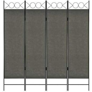 vidaXL Biombo Divisor de 4 Paneles 160x180 cm Hogar Interior Exterior Muebles Decoración Diseño Bricolaje Mobiliario Separador Espacios Gris Antracita