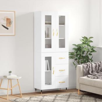 Armario aparador alto blanco pulido 69,5x34x180 cm madera multicapa contrachapada brillo
