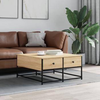 Mesa de centro madera de ingeniería 80x80x40 cm Negro, Roble Sonoma, Roble ahumado Mesita de Salón o Comedor o Auxiliar Mesa de Café Meuble Salón