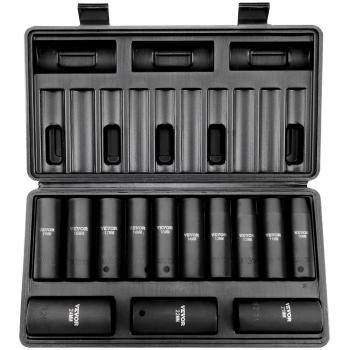 Juego de dados de impacto Vevor 1/2 - 13 piezas métricas (10-24 mm) con llaves de vaso profundas, fabricado en aleación de acero Cr-Mo