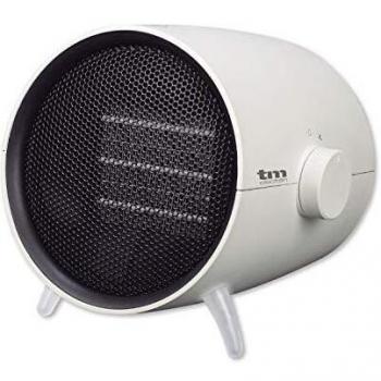 TM Electron VICO Calefactor cerámico PTC con 1000W de Potencia, 3 velocidades, Patas retroiluminadas, Interruptor antivuelco y limitador de Temperatura TMFH022, Blanco
