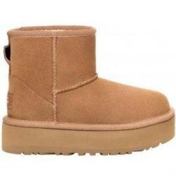 UGG Classic Mini Platform Boots - Beige Female, Size 32 1/2 EU; UGG® Kids' Classic Mini Platform Sheepskin Classic Boots - Chestnut, Size 1K; UGG Classic Mini Platform Kids Toddler-