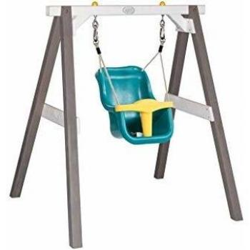 Columpio de bebé AXI de madera gris/blanco para jardín - columpio exterior para niños a partir de 9 meses