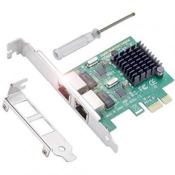 Ubit Tarjeta de Red | Tarjeta Ethernet Gigabit 1000Mbps | Convertidor de Adaptador LAN RJ45 de 2 Puertos Tarjeta controladora de Red PCIe con tecnología de disipador térmico para PC de Escritorio