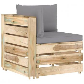 Sofá Esquinero Modular con Cojines de Madera Impregnada Verde