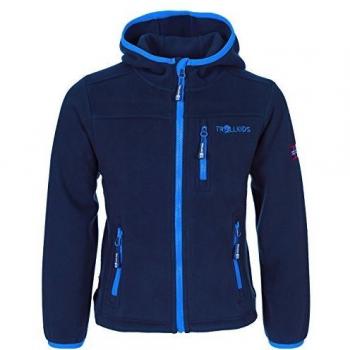Trollkids Chaqueta de Polar para Niños Stavanger con Capucha, Color Azul Marino/Azul Brillante Talla 6 años