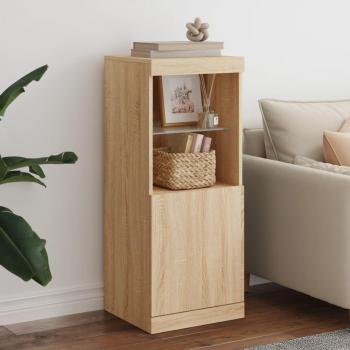 Aparador con luces LED 41x37x100 cm Mueble de Almacenaje de Salón, Armarios con Puertas, Cajón de Madera, Buffet para salón Moderno, Armario Auxiliar, Armario de Al