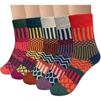 Chalier 5 Pares de Calcetines Termicos Grueso Vintage Antideslizante de Lana para Hombres y Mujeres