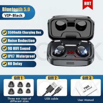 Auriculares TWS Bluetooth 5.0 Estéreo 9D Inalámbricos Deportivos con Cargador de 3500mAh y Resistencia al Agua con Micrófono