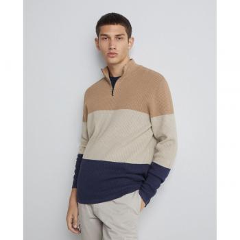 Easy Wear - Jersey de hombre con cuello cremallera tricolor