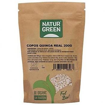 NaturGreen - Copos de Quinoa Real, Granos Quinoa Bio, Sin Gluten, Rica en Poteínas, Vitaminas B, C y E - 200 g