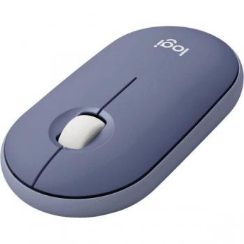 Logitech Pebble Ratón inalámbrico con Bluetooth o receptor 2.4 GHz, silencioso, ratón delgado, clics silenciosos para ordenador portátil, bloc de notas, iPad, PC y Mac, Arándano
