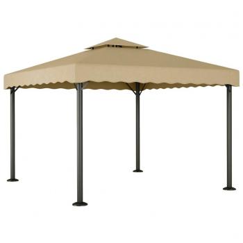 Cenador de jardín vidaXL de aluminio y acero taupé 3x3 m, color crema, antracita y taupé