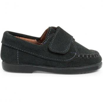 Mocasines de niño de piel serraje con tira adherente