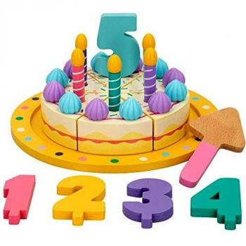 WOOMAX - Tarta cumpleaños de madera con accesorios woomax