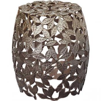 Mesa auxiliar cobre de aluminio con hoja de planta 40 x 40 x 45 cm
