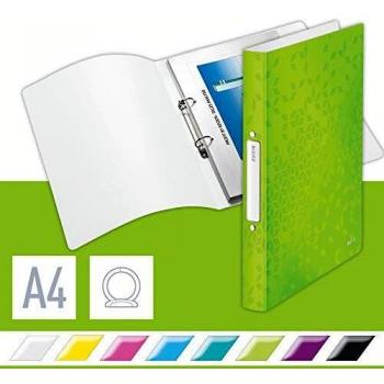 Carpeta de anillas LEITZ WOW A4, 2 anillas, 25 mm, PP, verde