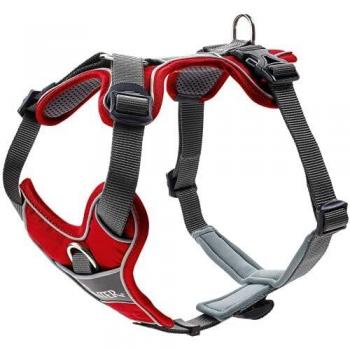 Arnés para Perros HUNTER Divo, Color Rojo y Gris, Talla S con Perímetro de Pecho de 45-56 cm