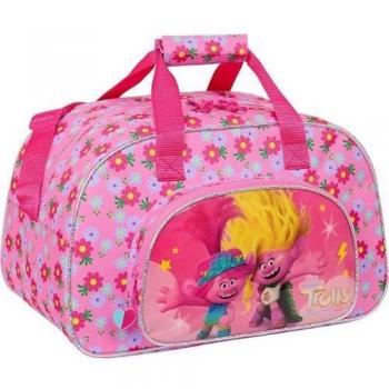 Bolsa de Deporte Trolls 3 Safta con Bolsillo Frontal, Bandolera Ajustable y Medidas 24x40cm