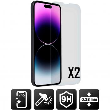 Akashi ALTVTI14PMX2TG Protector de Pantalla y Trasero para Apple iPhone 14 Pro Max, Paquete de 2 Piezas