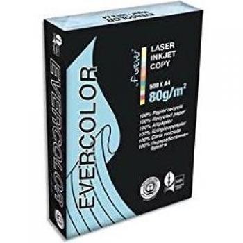 Papel A4 color reciclado 80 g Clairefontaine Evercolor - Paquete de 500 hojas azul brillante