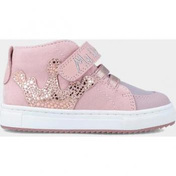 Botines de niña Garvalín con corona lateral, cordones y cierre adherente en color rosa