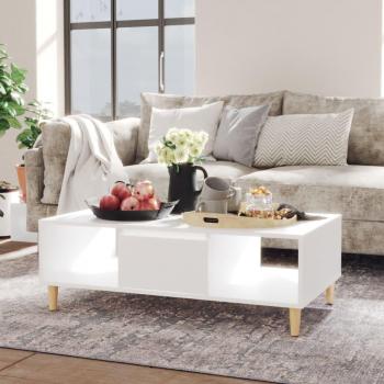 Mesa de salón blanca 103,5x60x35 cm en madera multicapa y aglomerado