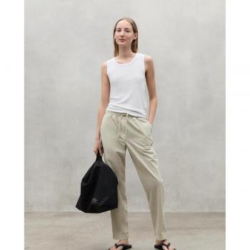 Pantalones Rectos de Mujer Ecoalf Ganges Beige con Ajuste de Cordón y Bolsillos Laterales - Algodón Orgánico Sostenible 2024