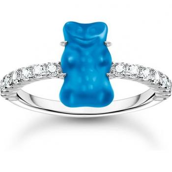 Thomas Sabo Sterling Silver HARIBO Blue Goldbear Ring with Zirconia - Size 50
