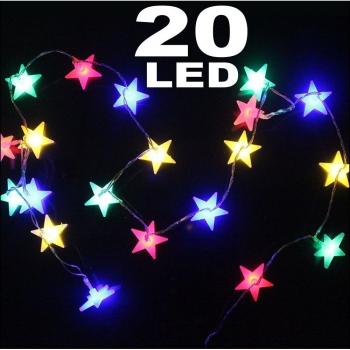 Cadena de Luces 20 LEDs Multicolores a Pilas Estrellas Luciérnagas