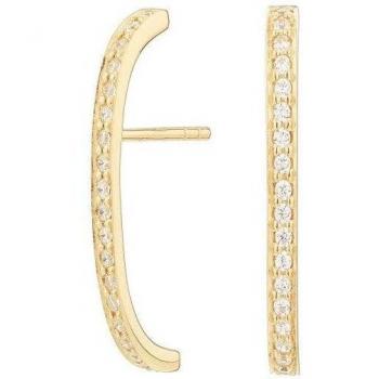 Pendientes Tribeca de plata chapada en oro y circonitas con forma de arco
