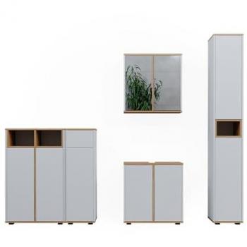 Set de muebles de baño Didi, Blanco/Artesano, 5 piezas
