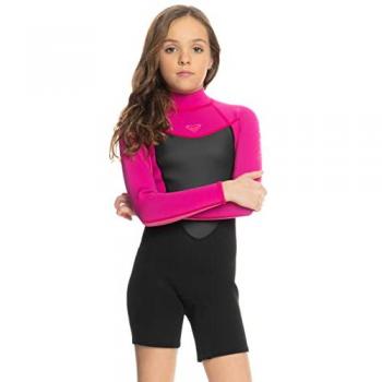 Roxy Traje Neopreno Prologue 2/2 Back Zip Manga Larga Niña - Negro/Rosa - Talla 10