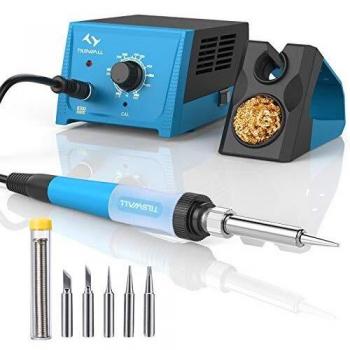 Estación de Soldadura 65W Tilswall Kit del Soldador Eléctrico,Temperatura constante Bloqueable Ajustable 200 °~ 480,℃,℉ / ℃ Con Transformador Integrado,5 Puntas de Soldadura,Cables de soldadura