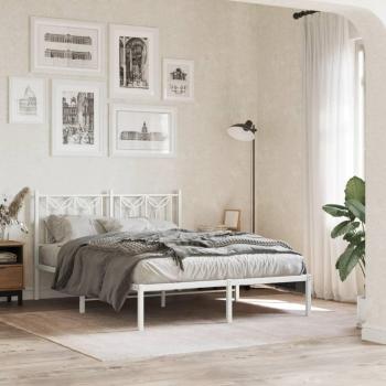 Cama solar con cabecero de metal blanco 135x190 cm Vidaxl