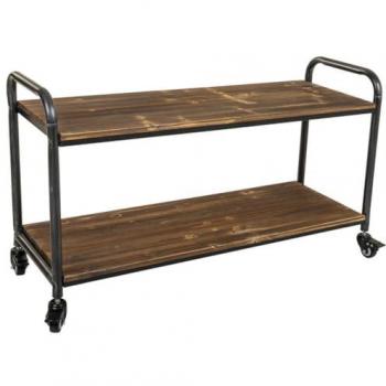 Estantería de madera y metal marrón con ruedas 98x34x58h cm de estilo Industrial, no viene montado