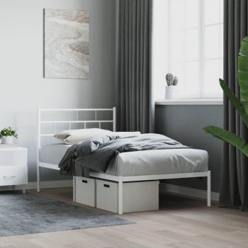 Cama de metal con cabecero blanco 80x200 cm