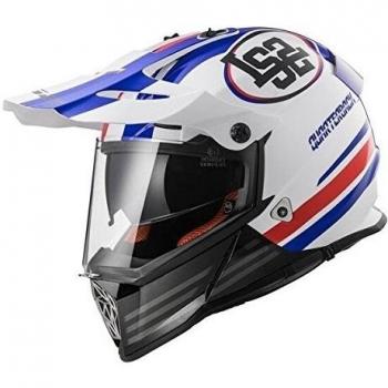 LS2 Casco Moto mx436 Pioneer quaterback, blanco/rojo/azul, XXL