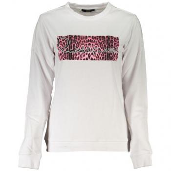 Cavalli Class Beige Cotton Sweatshirt with Print Logo - Size L