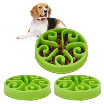 Comedero Antivoracidad para Perros XL - 3 Unidades, Cuenco Canino con Obstáculos Antiansiedad, Ø 30 cm, Apto para Lavavajillas, Verde