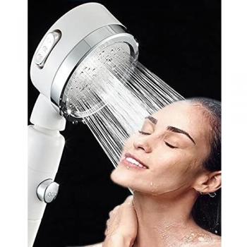 Alcachofa de ducha de mano con cabezal de ahorro de agua, extraíble, con 3 ajustes y botón de parada de agua, ducha de alta presión, cabezal universal para ahorro de agua