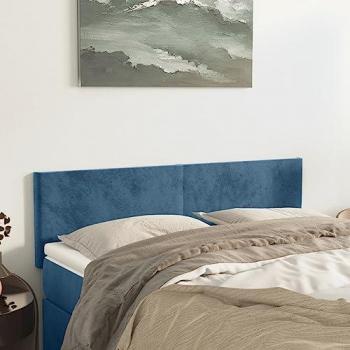 Cabeceros 2 unidades terciopelo azul oscuro 72x5x78/88 cm
