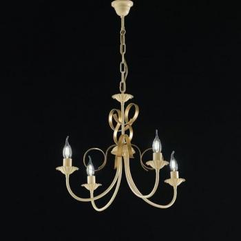 Lámpara de Araña Clásica en Hierro Decape Marfil y Oro con 4 Luces - 61x h47 cm